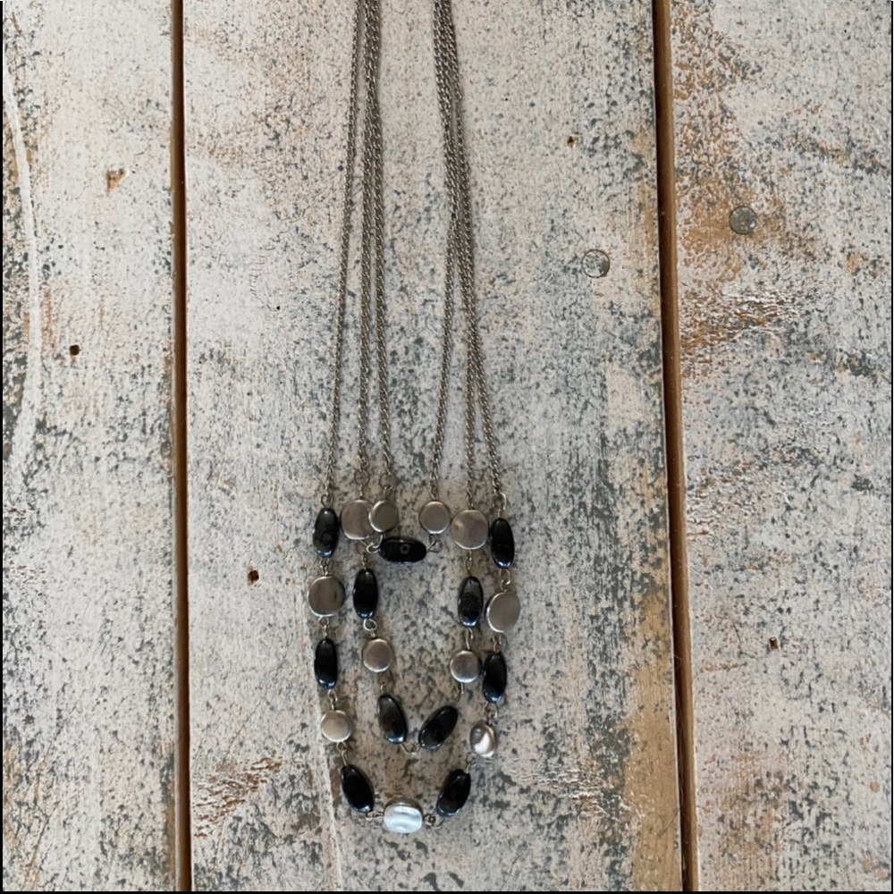 Tiered Black & Silver Necklace